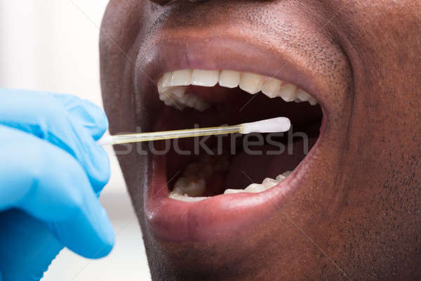Dentist Cleaning Teeth With Cotton Buds Stock photo © AndreyPopov