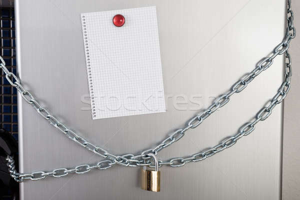 Blank Note Of Locked Fridge Stock photo © AndreyPopov