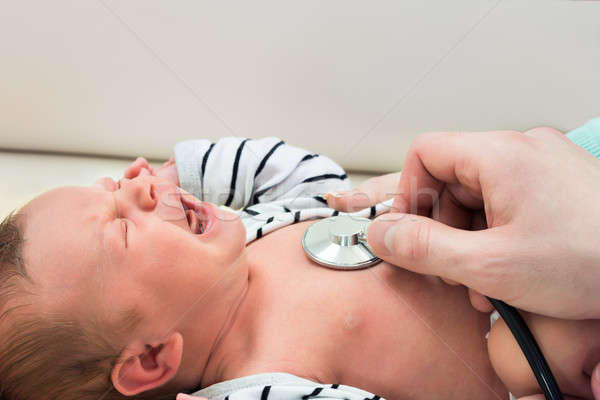 Stockfoto: Baby · huilen · arts · weinig · pasgeboren · kind