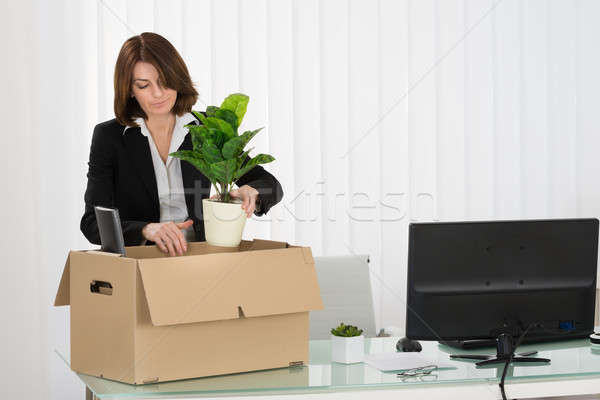 Businesswoman Packing Her Belongings In Cardboard Box Stock photo © AndreyPopov