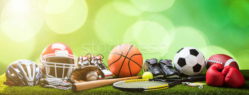 Close-up Of Various Sport Equipments On Pitch Stock photo © AndreyPopov