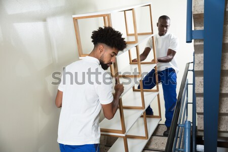 Stockfoto: Twee · mannelijke · lege · plank · home