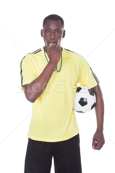 Football arbitre balle sifflement bouche Photo stock © AndreyPopov