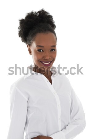 Portrait heureux jeunes hôtesse permanent blanche [[stock_photo]] © AndreyPopov