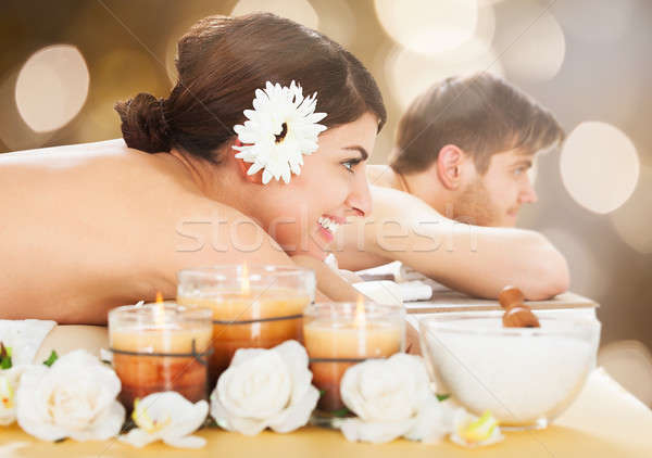 Couple traitement spa salon de beauté Photo stock © AndreyPopov