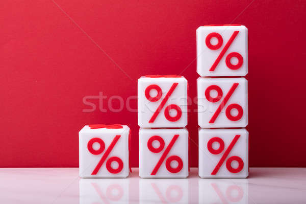 Stack Of Increasing Cubic Blocks With Percentage Symbol Stock photo © AndreyPopov