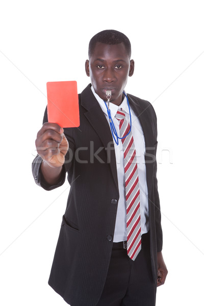 Om de afaceri roşu card portret african Imagine de stoc © AndreyPopov