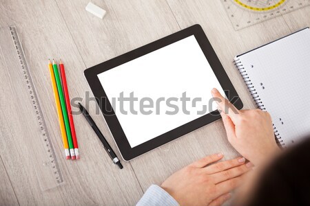 Stock photo: Person With Digital Tablet And Student Accessories