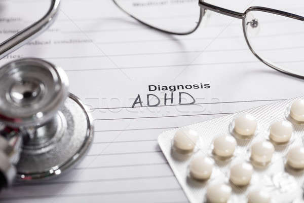 Pills;Glasses And Stethoscope With Text Diagnosis ADHD Stock photo © AndreyPopov
