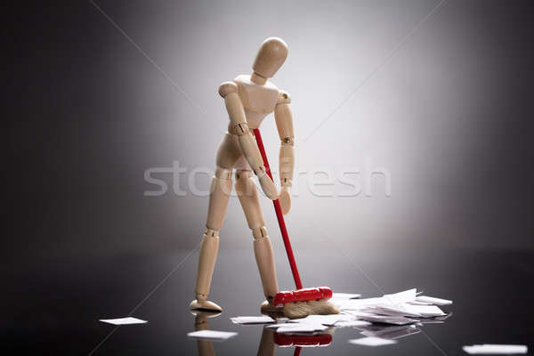 Wooden Dummy Figure Cleaning Floor Stock photo © AndreyPopov