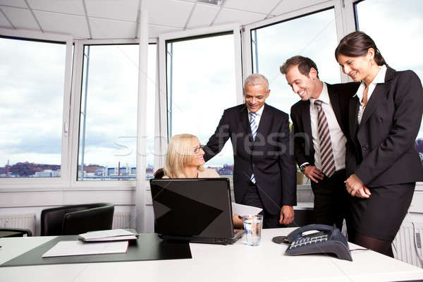 Stock foto: Business-Team · Sitzung · Arbeit · Computer · Büro