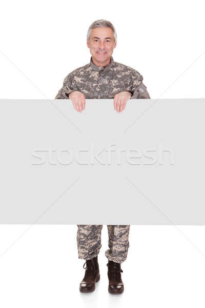 Reifen Soldat Plakat isoliert weiß Stock foto © AndreyPopov