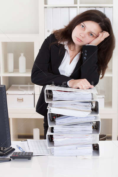 Hangsúlyos nő dolgozik iroda üzletasszony boglya Stock fotó © AndreyPopov