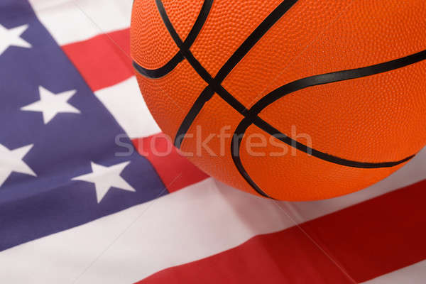 Foto stock: Baloncesto · bandera · de · Estados · Unidos · primer · plano · foto · equipo · cuero