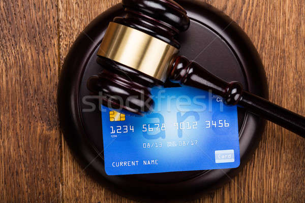 Credit Card On Wooden Gavel Stock photo © AndreyPopov