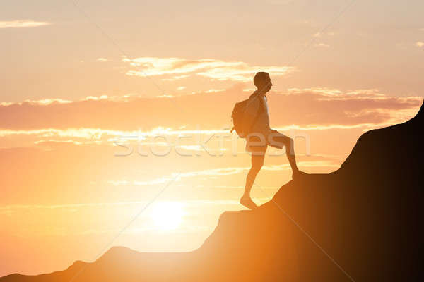 Man Hiking On Mountain Stock photo © AndreyPopov