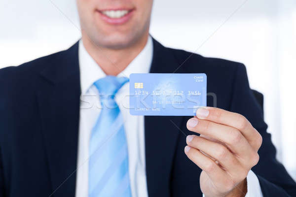 ストックフォト: 小さな · ビジネスマン · クレジットカード · 肖像 · 幸せ