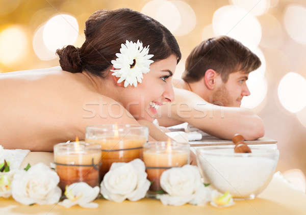Smiling Couple Relaxing In Beauty Spa Stock photo © AndreyPopov