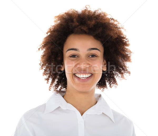 Portrait souriant hôtesse permanent blanche visage [[stock_photo]] © AndreyPopov