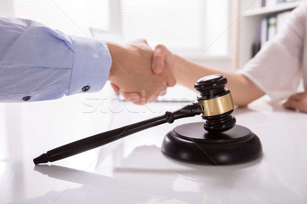 Close-up Of Mallet On White Desk Stock photo © AndreyPopov