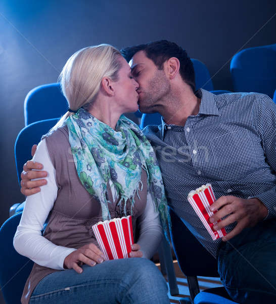 Elegáns pár romantikus pillanat film színház Stock fotó © AndreyPopov