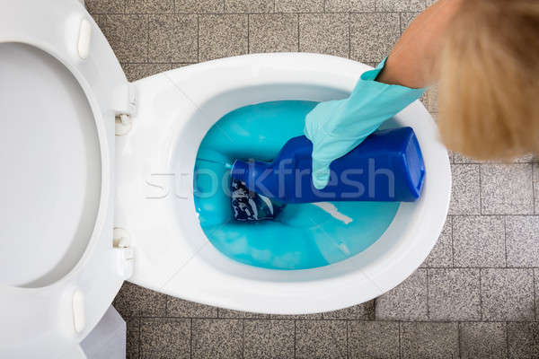 Közelkép személyek kéz takarítás wc visel Stock fotó © AndreyPopov