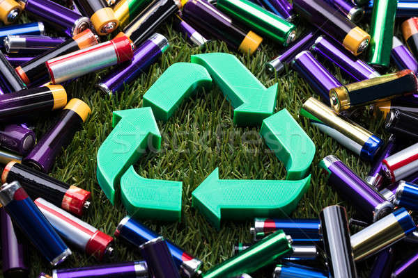 Elevated View Of Green Recycle Symbol Stock photo © AndreyPopov