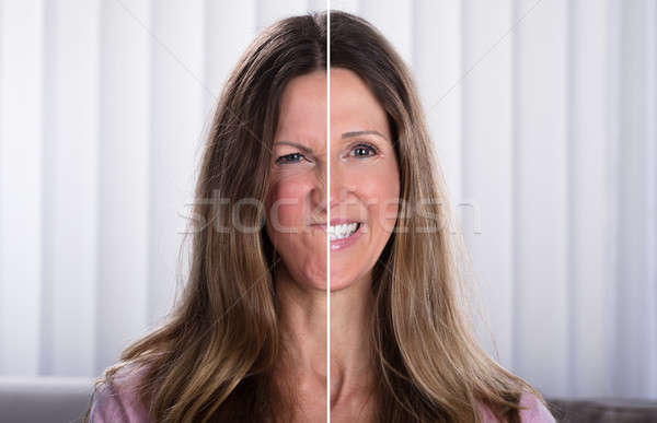 Woman's Split Face With Happy And Sad Emotion Stock photo © AndreyPopov