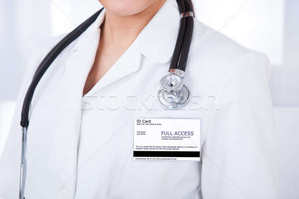 Doctor With Id Card And Stethoscope Stock photo © AndreyPopov