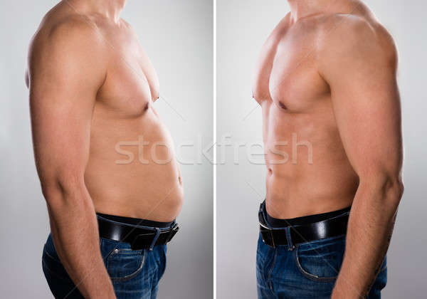 [[stock_photo]]: Homme · grasse · gris · sport · fitness