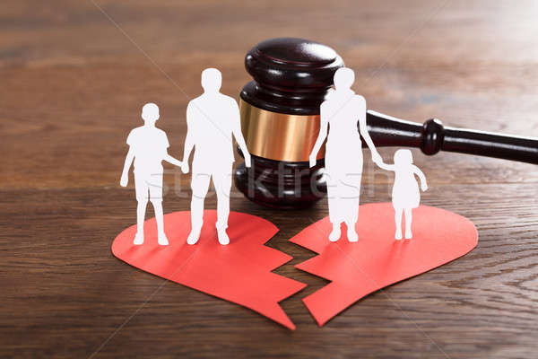 Family Paper Cut On Broken Heart With A Gavel Stock photo © AndreyPopov