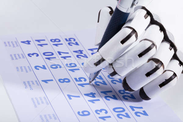 Stockfoto: Robot · datum · kalender · robotachtige · hand