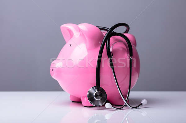 Close-up Of Pink Piggybank And Stethoscope Stock photo © AndreyPopov