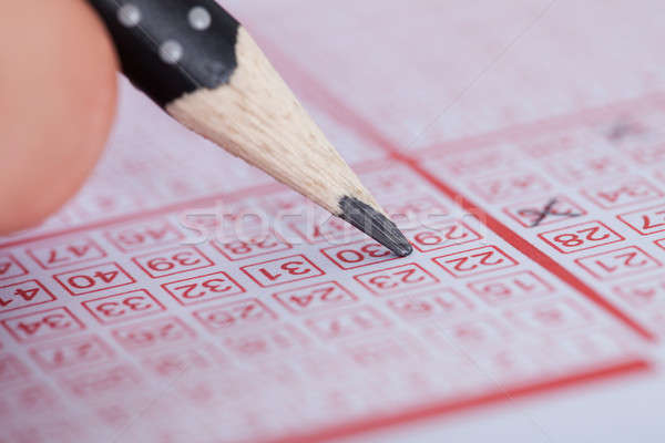 Személy szám lottó jegy közelkép ceruza Stock fotó © AndreyPopov