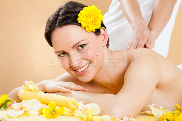 Kobieta powrót spa portret piękna Zdjęcia stock © AndreyPopov