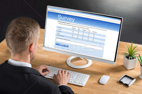 Businessman Filling Online Survey Form On Computer Stock photo © AndreyPopov