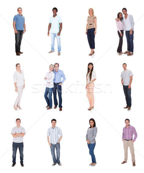Różnorodny grupy ludzi ludzi odizolowany biały Zdjęcia stock © AndreyPopov