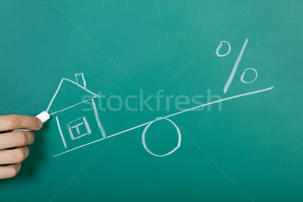 Tekening hypotheek illustratie schoolbord business huis Stockfoto © AndreyPopov