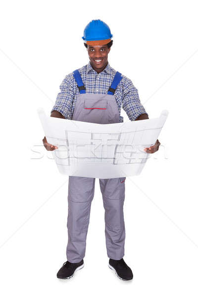 Foto stock: Masculino · artesão · diagrama · branco · mão