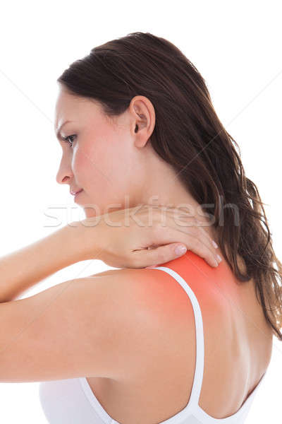 Donna sofferenza dolore alla spalla dolore spalla Foto d'archivio © AndreyPopov