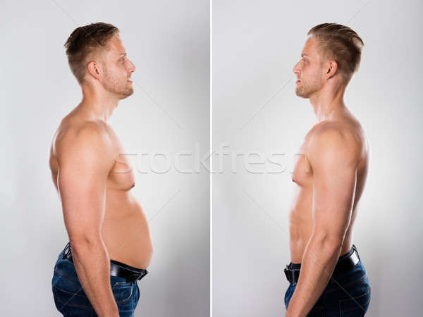 Young Man Before And After Loosing Fat Stock photo © AndreyPopov