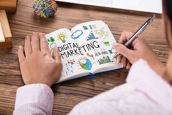 Tekening digitale marketing notebook Stockfoto © AndreyPopov