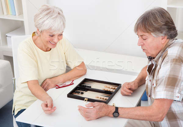 Stock photo: Senior Couple Playing Backgammon