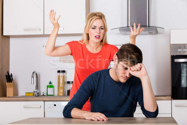 Frau schreien Ehemann Küche böse Stock foto © AndreyPopov