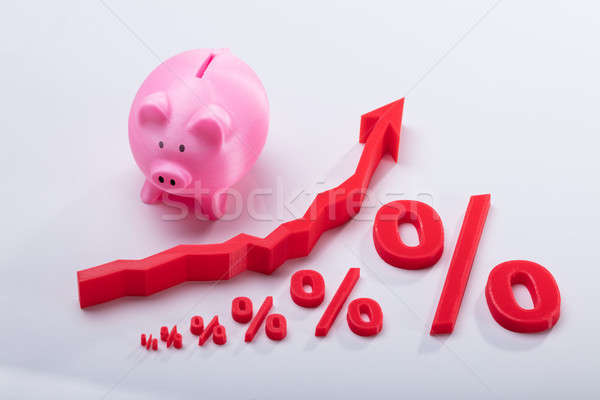 Foto stock: Percentagem · símbolo · crescente · vermelho
