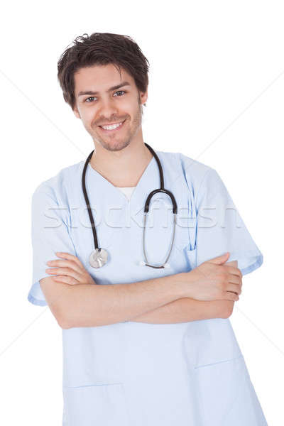 Arts stethoscoop geïsoleerd witte glimlach man Stockfoto © AndreyPopov