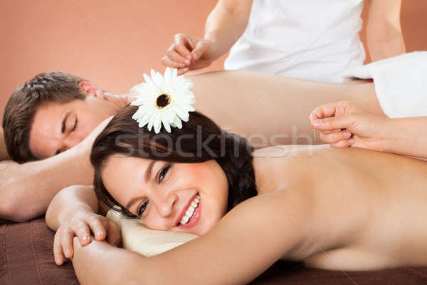 Pareja acupuntura tratamiento spa Foto stock © AndreyPopov