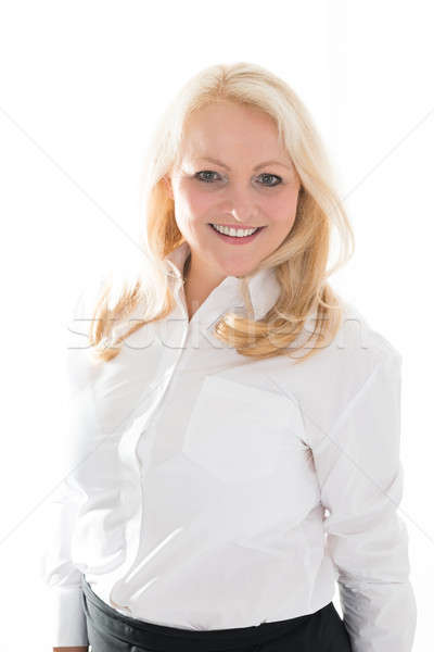 Hostess Standing Against White Background Stock photo © AndreyPopov