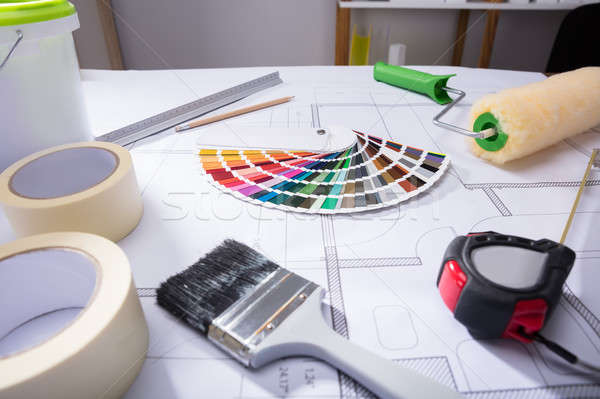 Color Guide Swatch On Blueprint Stock photo © AndreyPopov