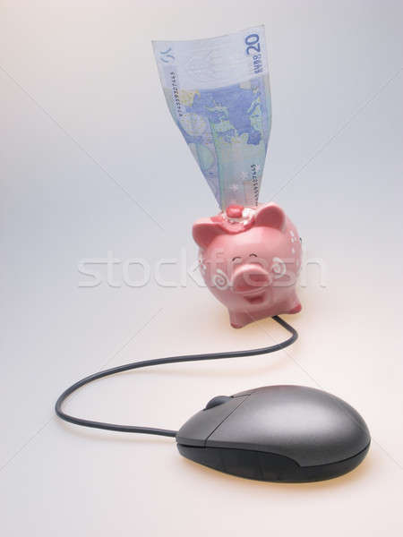 Stock photo: Euro, piggy bank and mouse